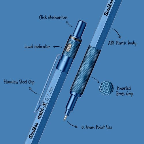 Scrikss 0.7mm Mechanical Clutch Lead Pen Pencil Metallic Blue Body Matri-X Series Eraser Included - Image 2