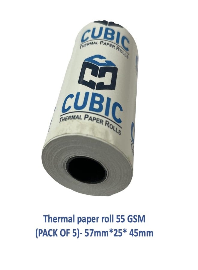 Cubic 57mm x 25m (2 Inch) Thermal Paper Rolls – 55 GSM (Pack of 5) | POS Billing Rolls for Receipt Printers – 45mm Core - Image 2