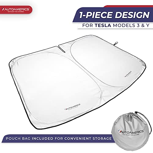 Autoamerics 1-Piece Tesla Model Y Sunshade & 3 Sunshade - Special Design for Model Y & 3 Windshield - Foldable Lightweight M3 Sun Shield - 2023 Tesla Y/3 Accessories - Image 2