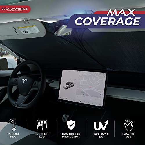 Autoamerics 1-Piece Tesla Model Y Sunshade & 3 Sunshade - Special Design for Model Y & 3 Windshield - Foldable Lightweight M3 Sun Shield - 2023 Tesla Y/3 Accessories - Image 5