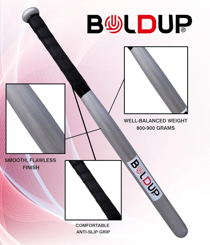 IFOLDUP Heavy-Duty Baseball bat with Carry Bag | Solid Black Wooden Finish bat for Practice, Training, and self-Defense (Combo of 2Pc Silver Basebal Bat & Cover) - Image 4