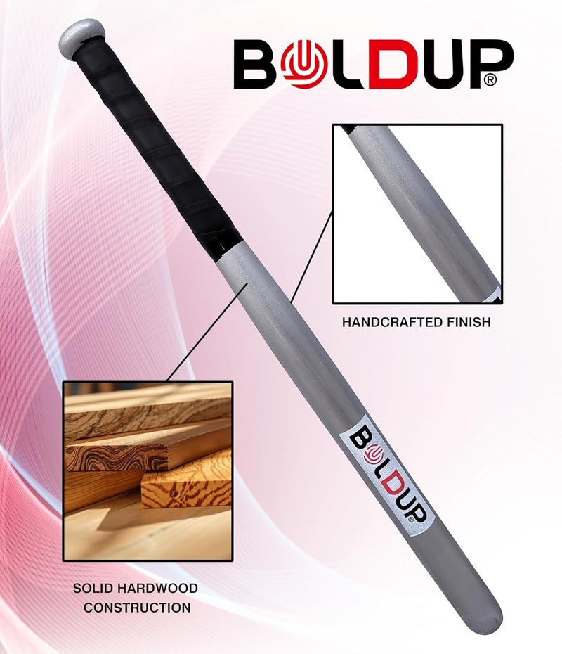 IFOLDUP Heavy-Duty Baseball bat with Carry Bag | Solid Black Wooden Finish bat for Practice, Training, and self-Defense (Combo of 2Pc Silver Basebal Bat & Cover) - Image 3