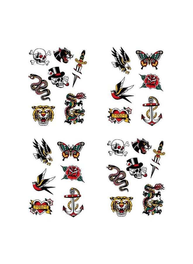 SanerLian - Anchor Skull Swallow Temporary Tattoo Sticker Waterproof Adult Men Women Hand Arm Shoulder Body Art 15X11cm Set of 4 (SF165) - Image 1