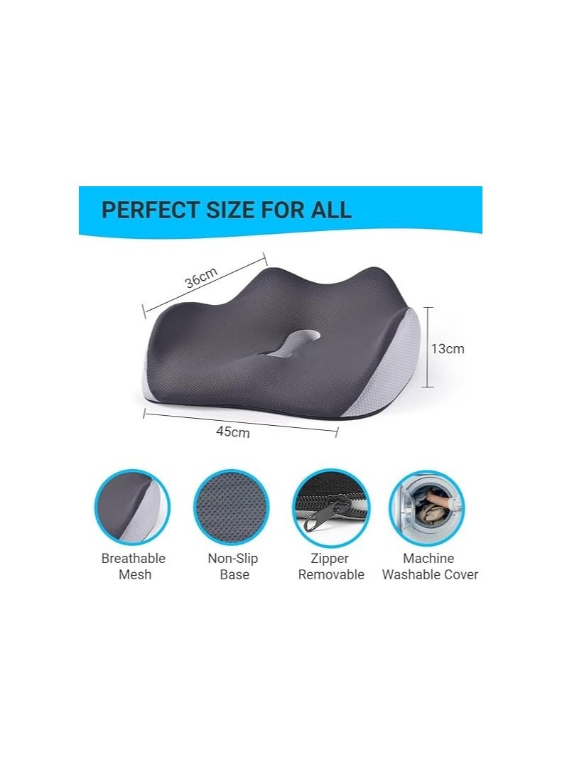 Denx Pain Relief Memory Foam Seat Cushion, Comfortable and Breathable for Coccyx, Tail bone and Spine Back Pain - Image 1