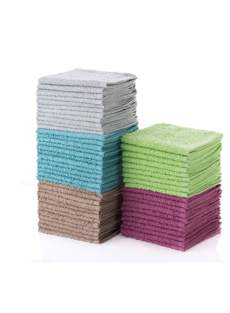Simpli-Magic 79148 Cotton Washcloths, 50 Pack, Multi Color Towel Set - Image 1