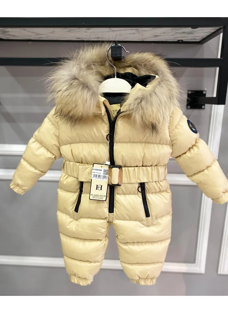 Hc Kids Wear Baby Cosmonaut Jumpsuit Fur Hooded Yellow