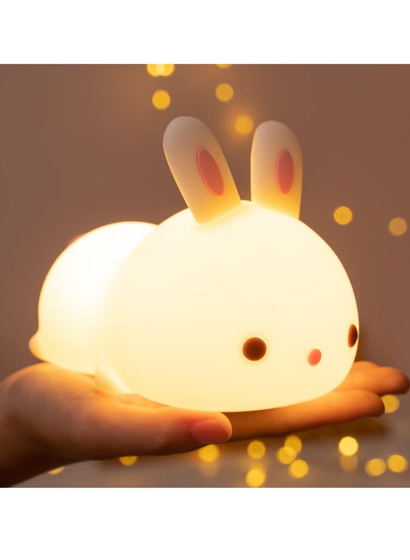 TIGER Cute Bunny Kids Night Light – Soft LED Nursery Lamp with 7 Color Changing Options, Rechargeable Battery, Perfect for Children's Room Decor, Safe and Eco-Friendly, Ideal Gift for Boys and Girls - Image 1