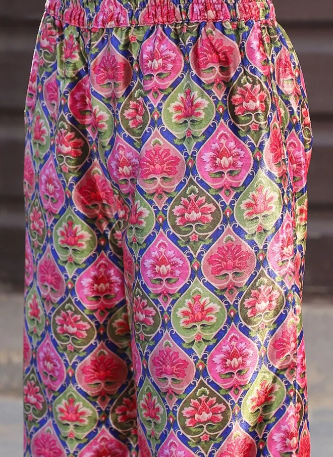 AKS Floral Printed Velvet Kurti Set for Girls