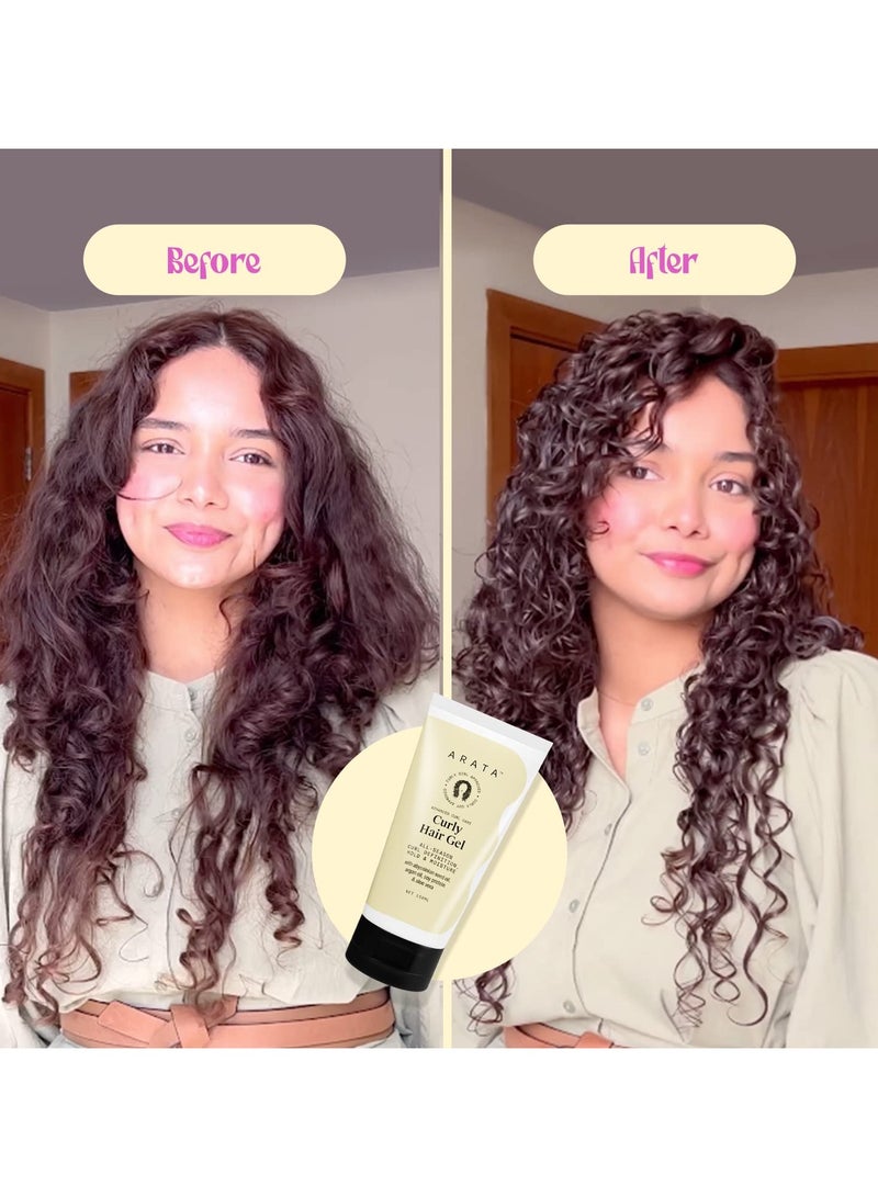 Arata Advanced Curl Care Curly Hair Gel (150 ML) Abyssinian Seed Oil Argan Oil Soy Protein and Aloe Vera All-Season Curl Definition and Soft Natural Hold CG Approved - Image 3