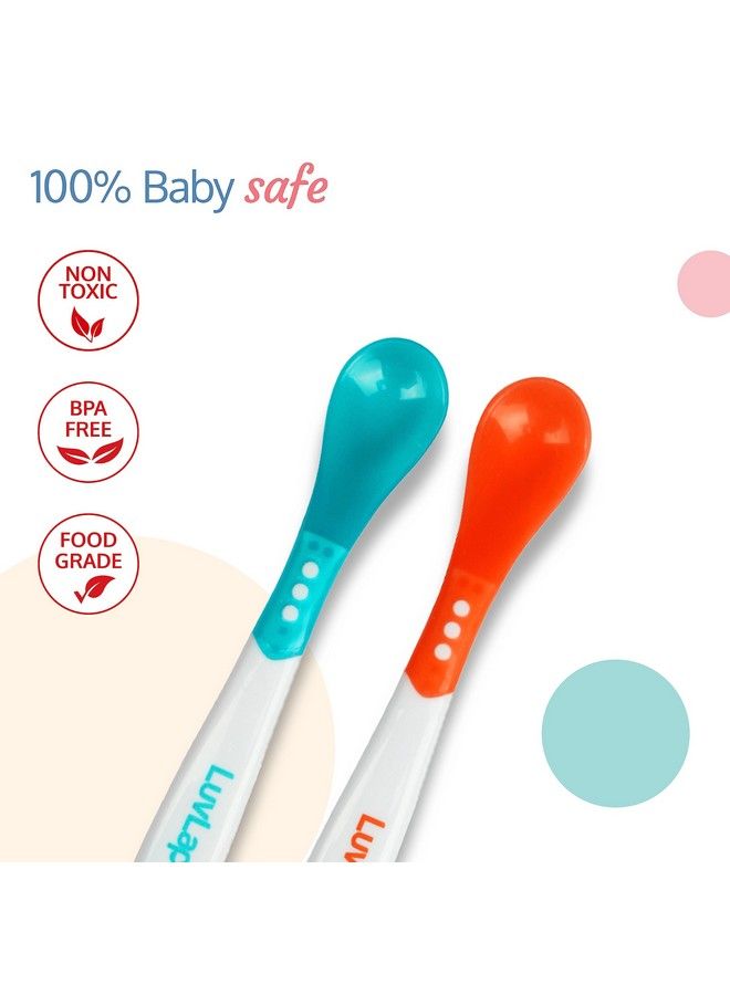 Luvlap مجموعة ملاعق تغذية الأطفال الحساسة للحرارة مكونة من 4 ملاعق سيليكون حساسة للحرارة خالية من مادة BPA من الدرجة الغذائية لتغذية الأطفال، أداة تغذية ذاتية ملعقة فطام للأطفال من سن 3 أشهر فما فوق (متعددة الألوان) - Image 4