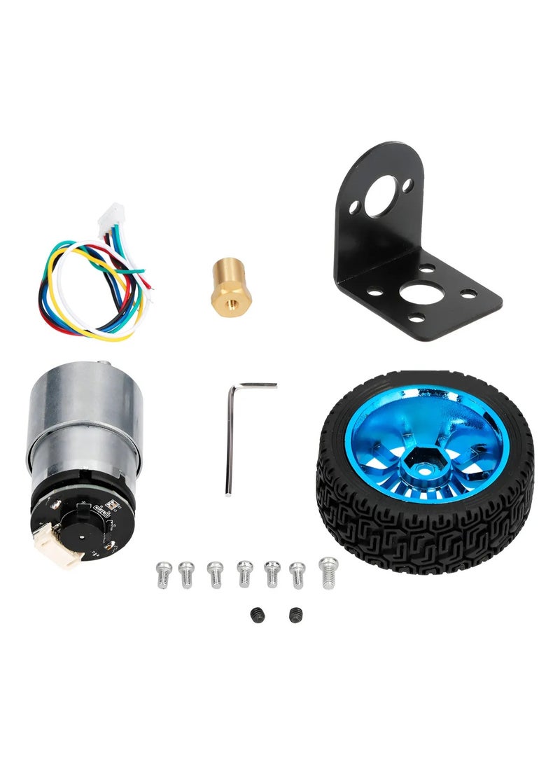 JGB37-520 Geared Motor (6V, 90RPM) with Encoder, Wheel & Bracket - Image 1