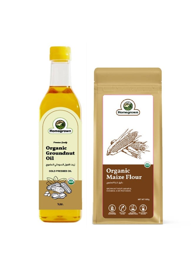 HG Organic Groundnut Oil + HG Organic Maize Flour ( Corn Flour )( 2 Pack  )