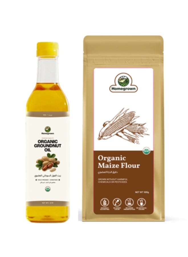 HG Organic Groundnut Oil + HG Organic Maize Flour ( Corn Flour )( 2 Pack  )