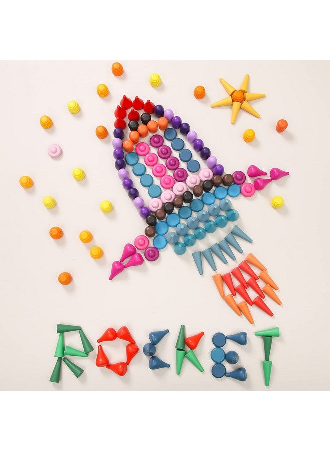 بروميس بيبي مجموعة ألعاب خشبية مكونة من 162 قطعة قابلة للتكديس بألوان قوس قزح للأطفال الصغار، مجموعة ألعاب حسية من مواد مونتيسوري الملونة، ألعاب بناء تعليمية لمرحلة ما قبل المدرسة للأولاد والبنات - Image 2