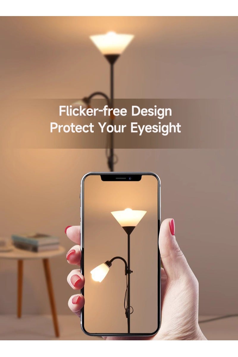 شاربدو مصباح أرضي حديث بسيط ، 9 واط 5 واط LED 3 ألوان قابل للتعديل ، مناسب لغرفة النوم غرفة المعيشة مكتب أسود 165x22.5 سم - Image 2