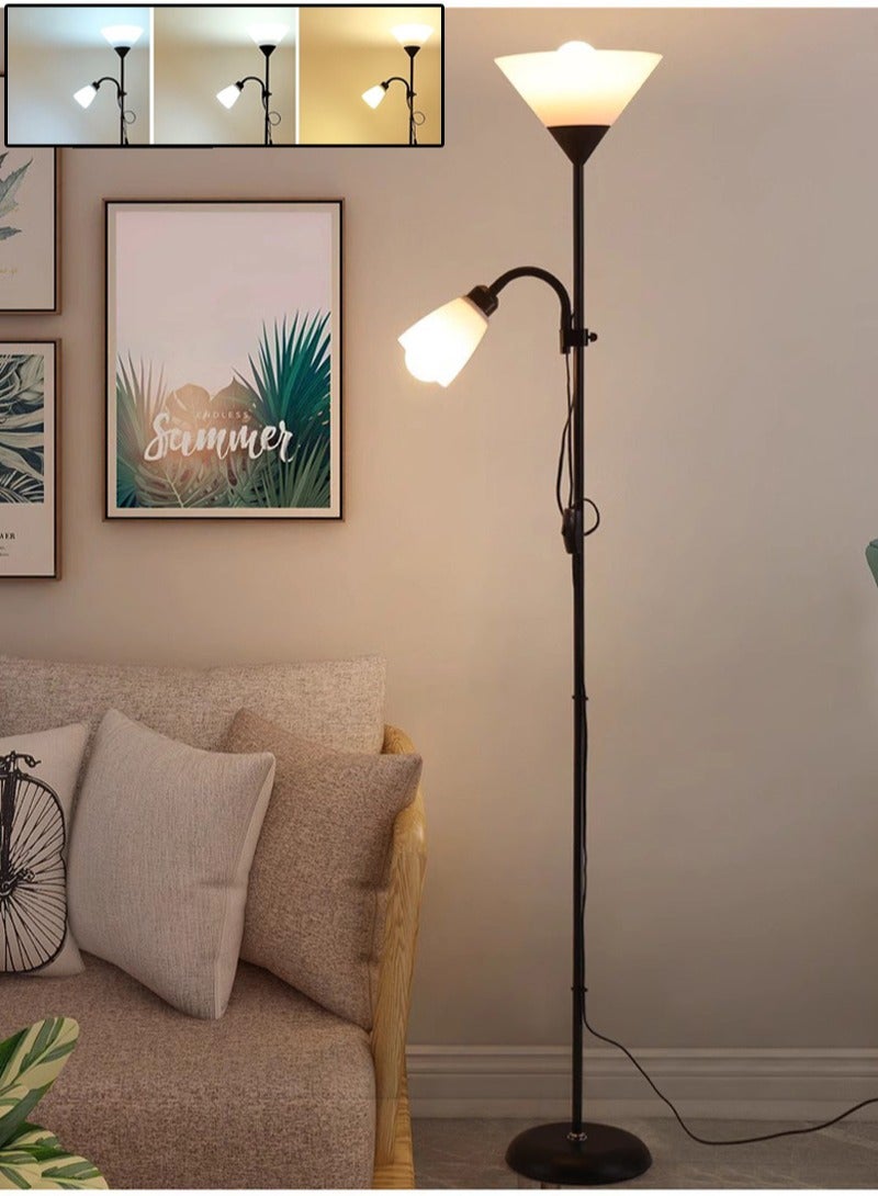 شاربدو مصباح أرضي حديث بسيط ، 9 واط 5 واط LED 3 ألوان قابل للتعديل ، مناسب لغرفة النوم غرفة المعيشة مكتب أسود 165x22.5 سم - Image 1