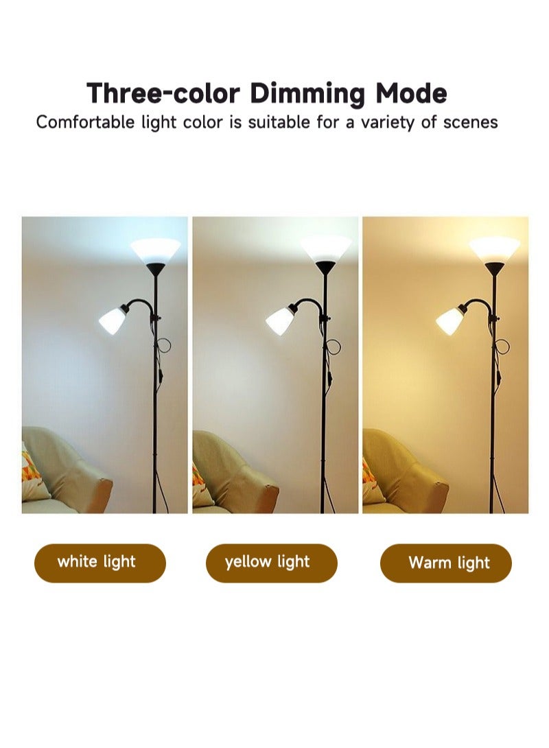 شاربدو مصباح أرضي حديث بسيط ، 9 واط 5 واط LED 3 ألوان قابل للتعديل ، مناسب لغرفة النوم غرفة المعيشة مكتب أسود 165x22.5 سم - Image 3