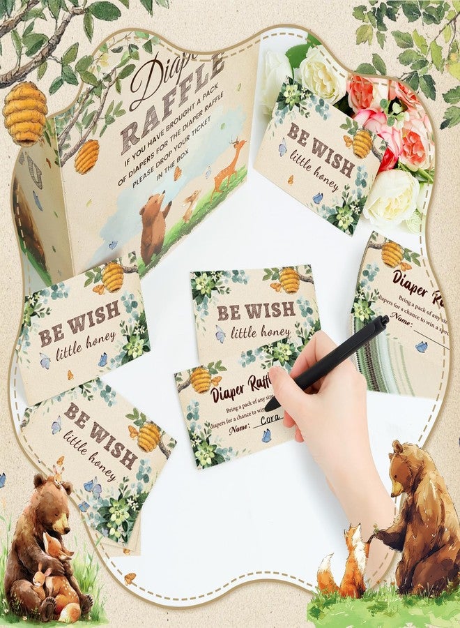 LANLISA Woodland Theme Baby Shower Games, Woodland Animals Diaper Raffle Card Box with Tickets for Girl Boy Baby Shower Party Decorations - Image 5