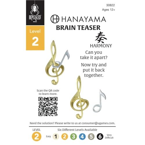 BePuzzled |Harmony Hanayama Metal Brainteaser Puzzle Mensa Rated Level 2, for Ages 12 and Up - Image 2