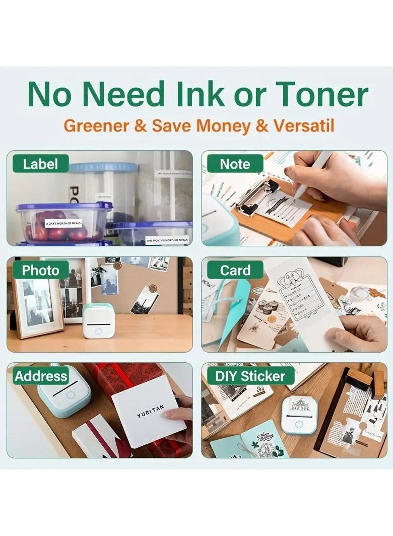 Portable Printer, Mini Pocket Wireless Bluetooth Thermal Printers with 13 Rolls Paper for Android iOS Smartphone, BT Inkless Printing Gift for Label Receipt Photo Notes Study Home Office - Image 5