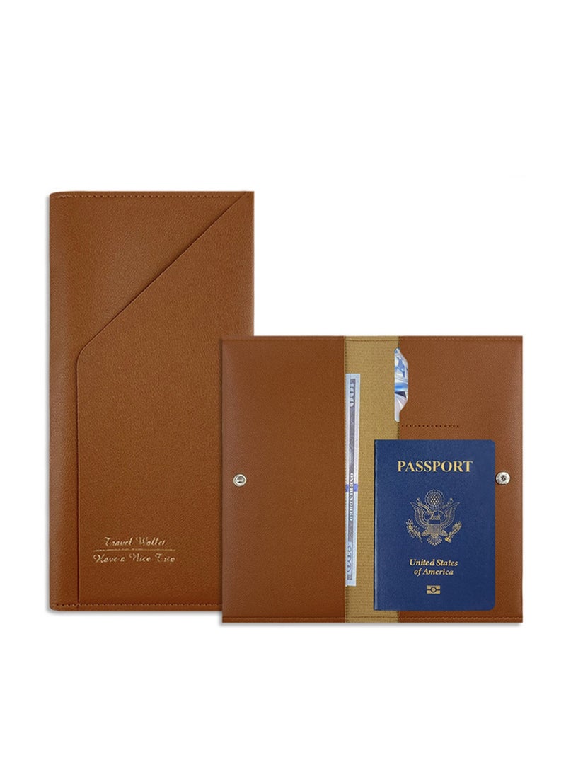 The Brown Passport Bag Folder, With Rfid Blocking, Leather Travel Document Holder Of Men'S And Women'S Travel Accessories - Image 1