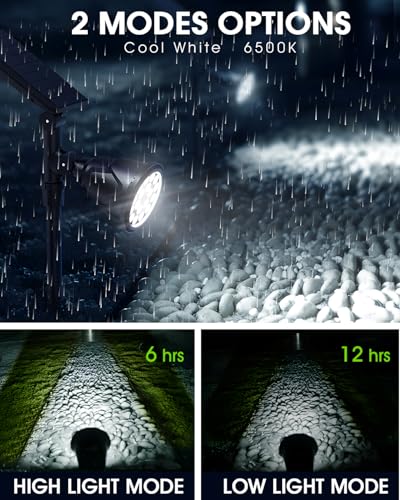 DBF Solar Outdoor Lights, 600LM Solar Spot Lights Outdoor Waterproof, 2-in-1 Adjustable Landscape Spotlights LED Flag Pole Light for Garden Yard Driveway Garage Pool Patio(Cool White, 4 Pack) - Image 3