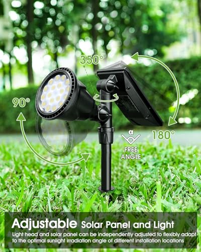 DBF Solar Outdoor Lights, 600LM Solar Spot Lights Outdoor Waterproof, 2-in-1 Adjustable Landscape Spotlights LED Flag Pole Light for Garden Yard Driveway Garage Pool Patio(Cool White, 4 Pack) - Image 5