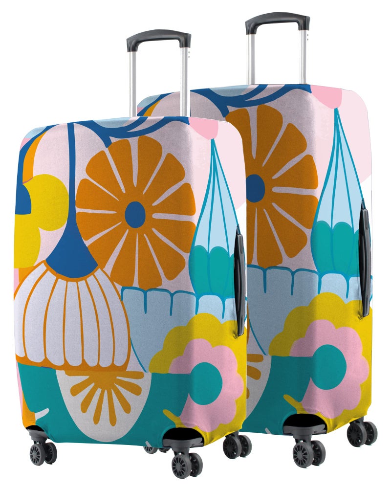Nasher Miles Polyester Protective Luggage Cover Set of 2 (Medium-Large) - Pink Beach Design - Image 1