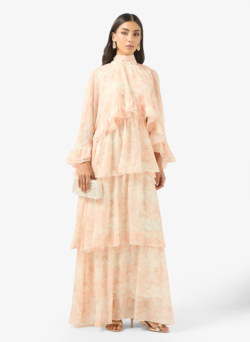 True Decadence Crew Neck Drawstring Detailed  Ruffle Maxi Dress - Image 4