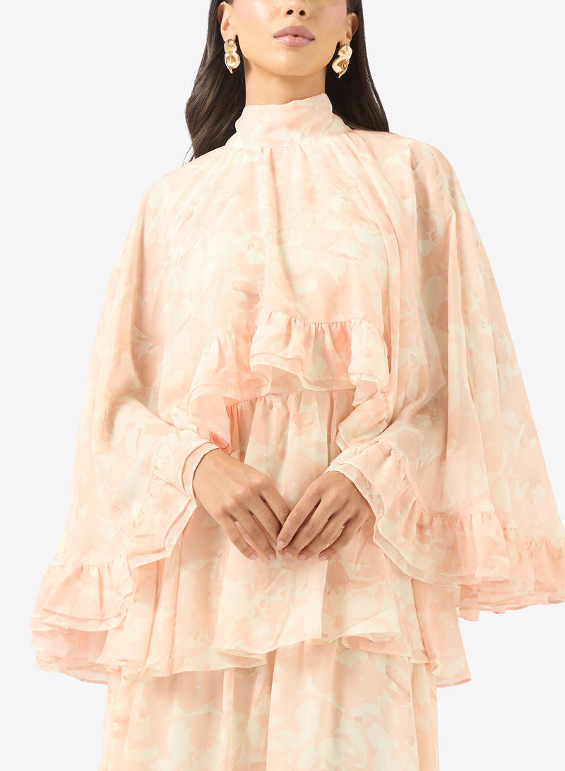 True Decadence Crew Neck Drawstring Detailed  Ruffle Maxi Dress - Image 3