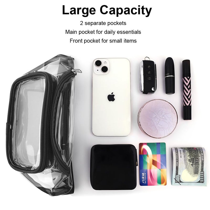 Hiflyer Clear Purses for Women - Stadium Approved Fanny Packs, Belt Bags - Trendy Crossbody Bags (Black) - Image 4