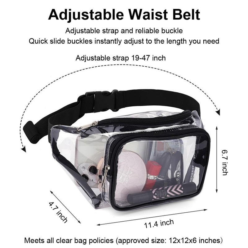 Hiflyer Clear Purses for Women - Stadium Approved Fanny Packs, Belt Bags - Trendy Crossbody Bags (Black) - Image 5