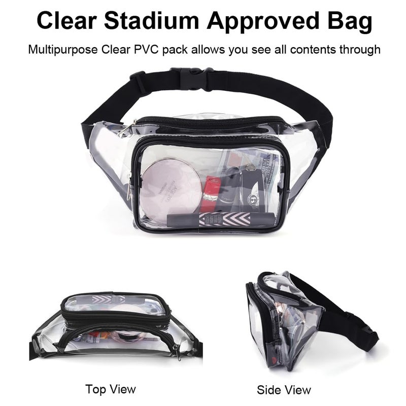 Hiflyer Clear Purses for Women - Stadium Approved Fanny Packs, Belt Bags - Trendy Crossbody Bags (Black) - Image 2