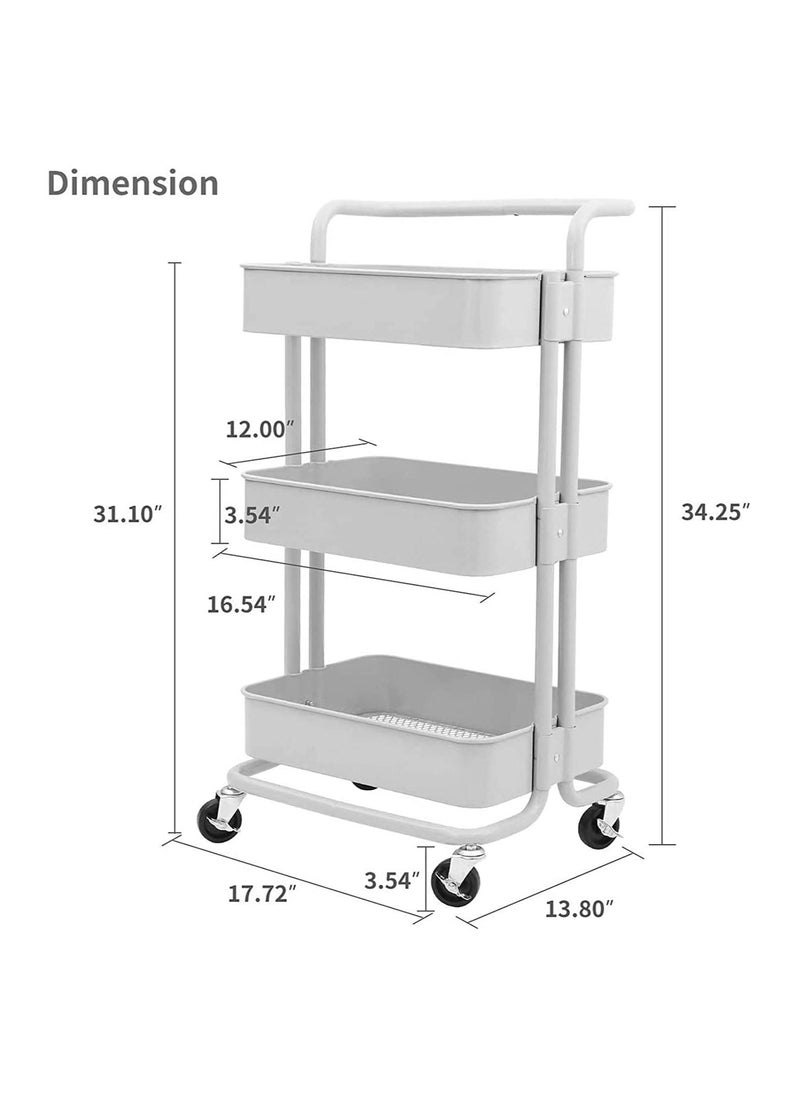 Royal Polar - 3-Tier Rolling Utility Cart Movable Storage Organizer Shelves with Wheels Multifunctional Service - Image 1