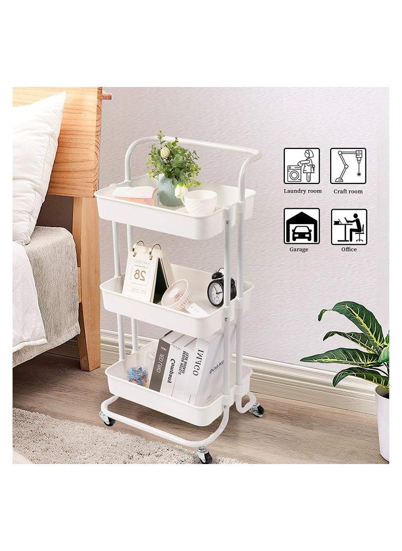Royal Polar - 3-Tier Rolling Utility Cart Movable Storage Organizer Shelves with Wheels Multifunctional Service - Image 1