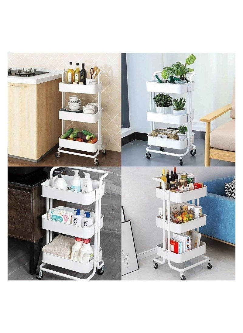Royal Polar - 3-Tier Rolling Utility Cart Movable Storage Organizer Shelves with Wheels Multifunctional Service - Image 1
