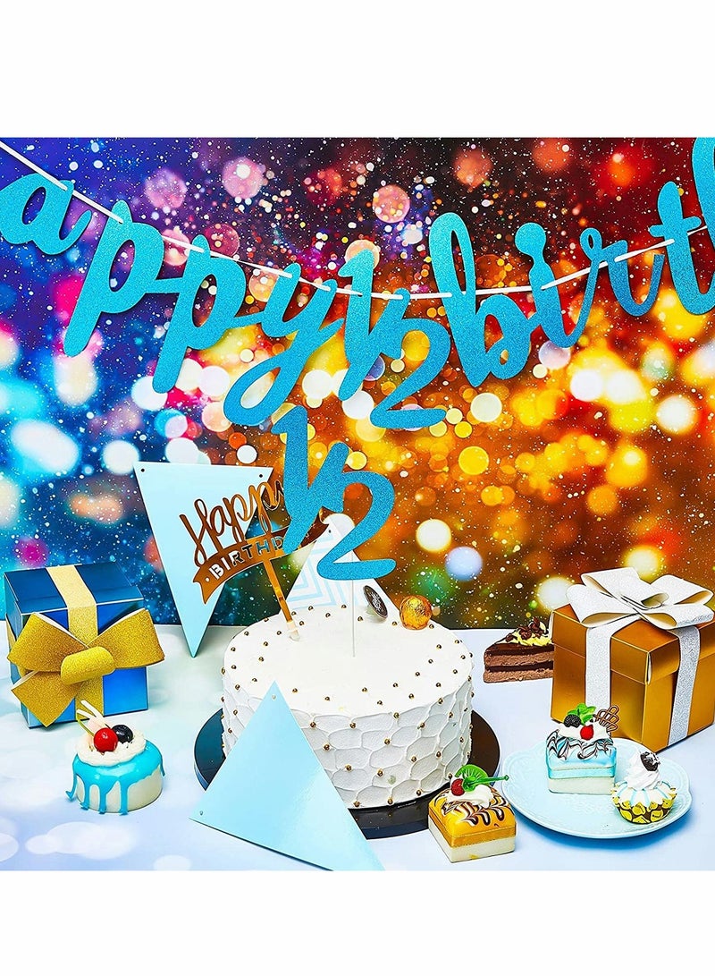 سيوسي 6 Months Banner Happy Birthday Banner Happy 1/2 Birthday Banner Glitter 1/2 Half Year Cake Topper Triangle Flag Banner for Half Year Baby Shower Birthday Party Decoration, Pre-Strung - Image 3