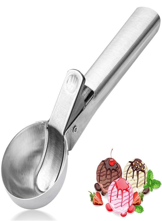 Tuneijue Premium Ice Cream Scoop, Stainless Steel Ice Scoop with Trigger & Ergonomic Handle - One-Push Release for Perfect Scooping, Dishwasher Safe for Ice Cream, Gelato, Sorbet, Cake Batter (1p-silver) - Image 1