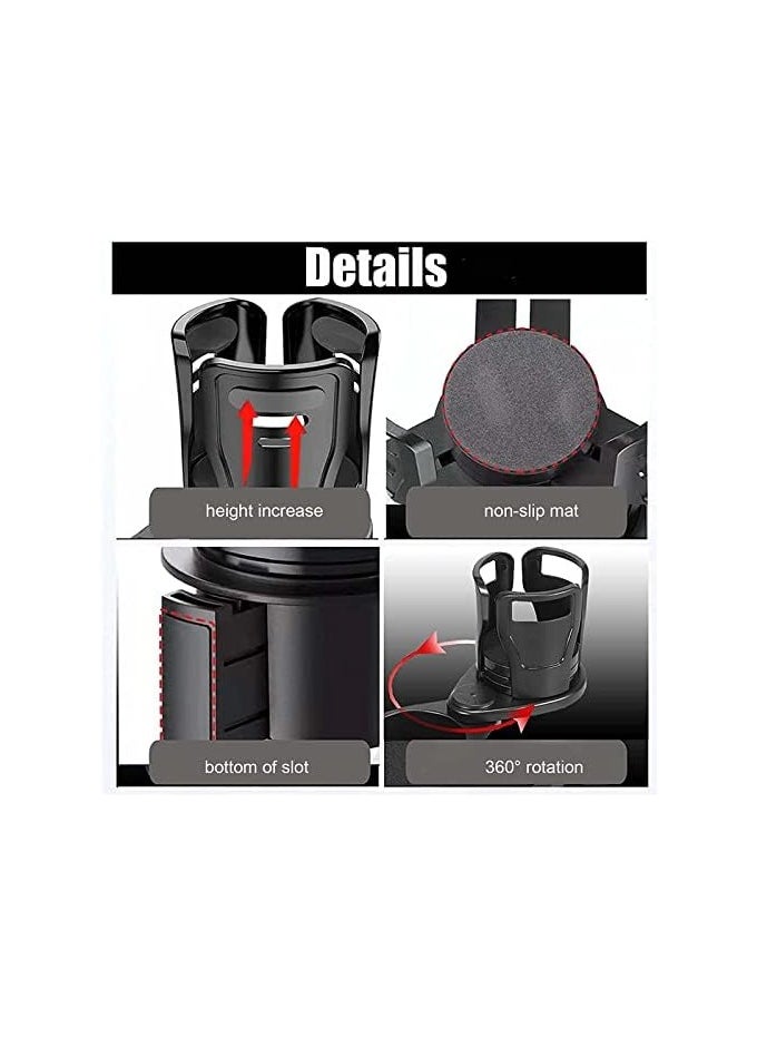 Generic Multi-Purpose Car Cup Holder with 360 Degree Rotating Adjustable Base, Cup Station is a 2-in-1 Cup Holder Extender, Car Cup Holder Extender - Black  - Image 3