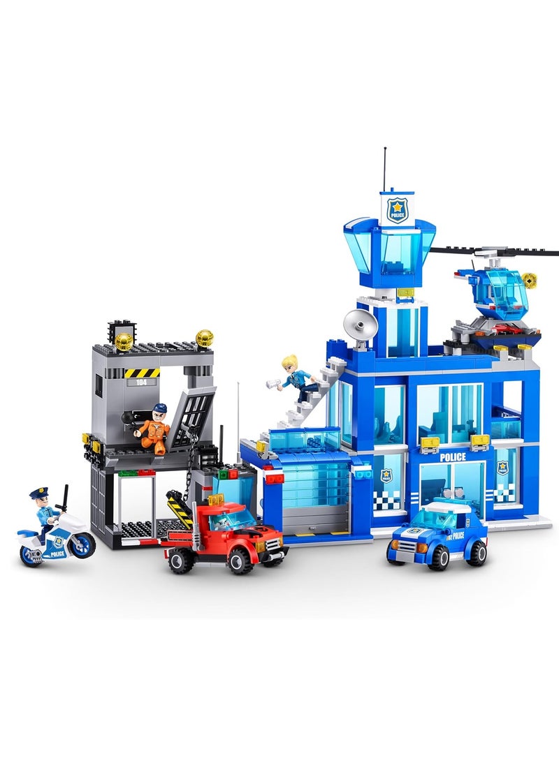 Zuru Max - ZURU Max 83162 (889 Pieces) Adventure Play Set, Police Headquarters Building Blocks, Toy for Children from 5 Years, Unpacking Vehicles, Police Headquarters (870 Pieces) - Image 1