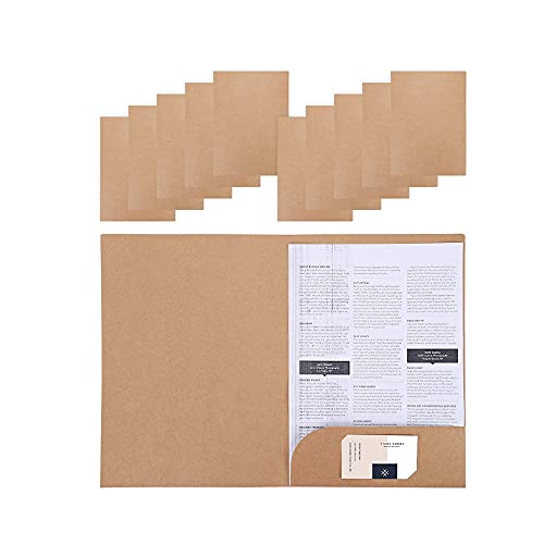 iNelihoo 10Pcs A4 Project Folder Document Files Kraft Paper File Folder Square Cut Folders Office Insert Presentation Holder Storage Pouch Paperwork Organizer with Cards Slot Folders for Office School - Image 3
