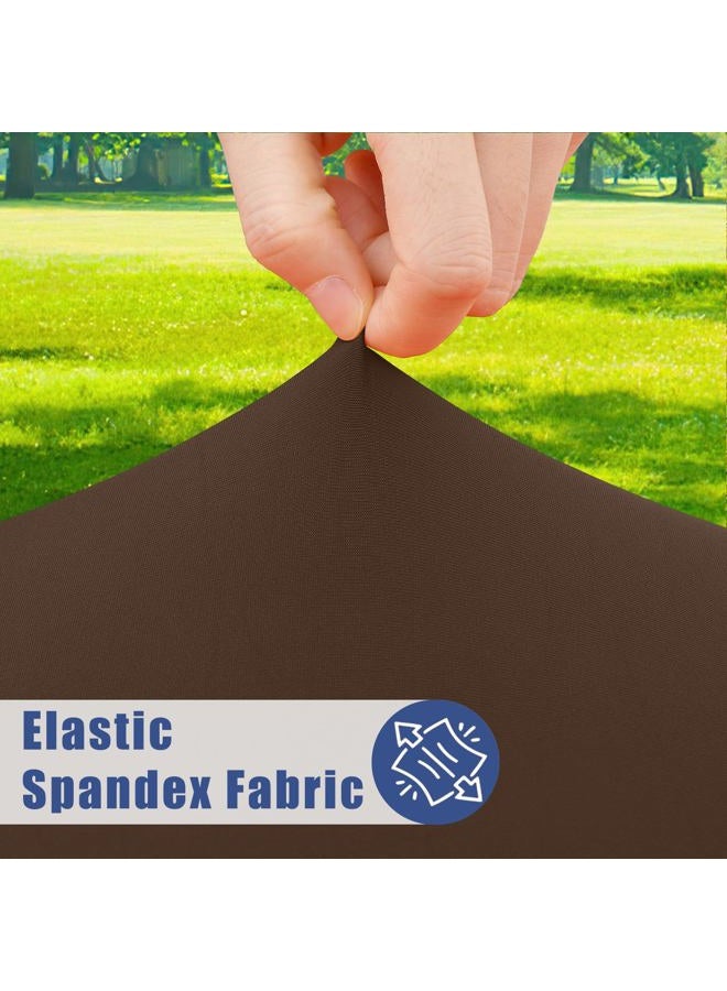 Moosfor Round Spandex Tablecloth, Elastic Fitted Waterproof Tablecloths for 45"-56" Tables, Stretch Washable Picnic Table Cover for Camping, Dining, Indoor and Outdoor, Coffee - Image 2