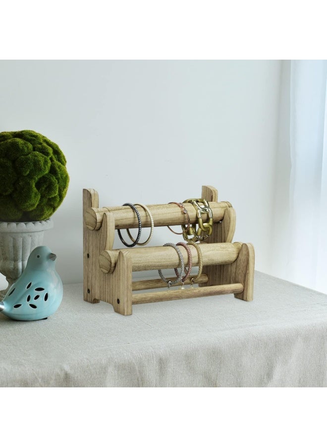 2-Tier Bar Bracelet Bangle Jewelry Holder Stand Display Organizer, Wood Bracelet Bangle Holder (Color : WOOD) - Image 4
