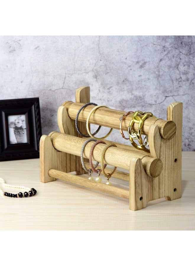 2-Tier Bar Bracelet Bangle Jewelry Holder Stand Display Organizer, Wood Bracelet Bangle Holder (Color : WOOD) - Image 5