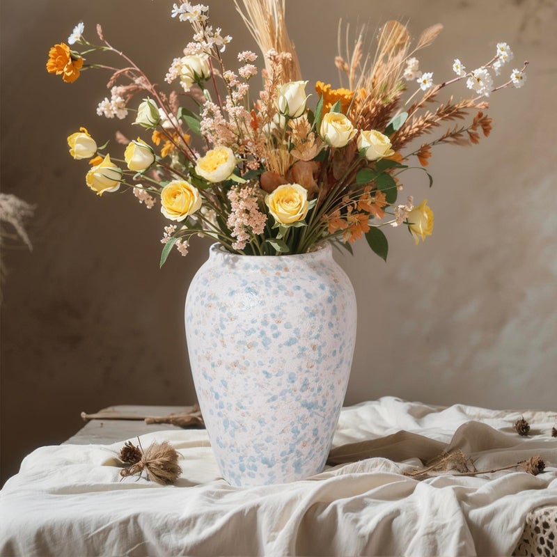 CANCLEAR Ceramic Rustic Vase for Home Decor, 6" Tall Dusty-Blue Farmhouse Vase for Living Room, Entryway, Kitchen, Shelf, Table Centerpiece - Image 3