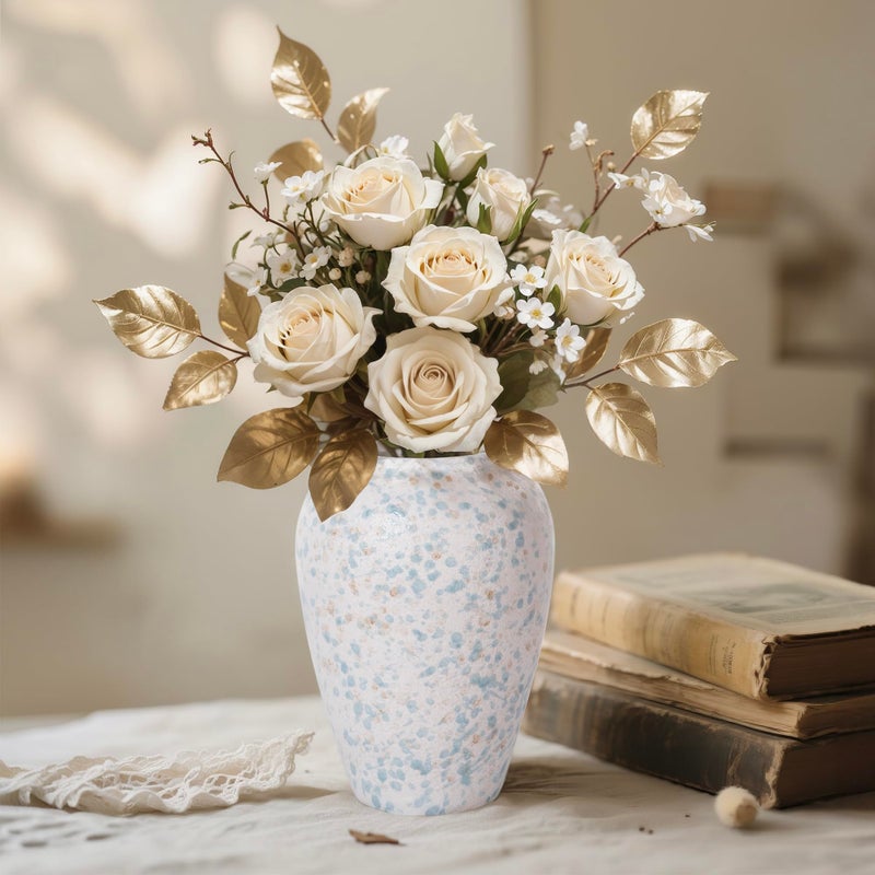 CANCLEAR Ceramic Rustic Vase for Home Decor, 6" Tall Dusty-Blue Farmhouse Vase for Living Room, Entryway, Kitchen, Shelf, Table Centerpiece - Image 4