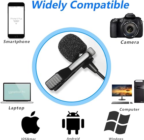 Nicama LVM1 Lavalier Lapel Microphone with Windscreen Muff for DSLR Camera Canon Nikon Camcorder Zoom TASCAM Audio Recorder Smartphone PC - Image 2