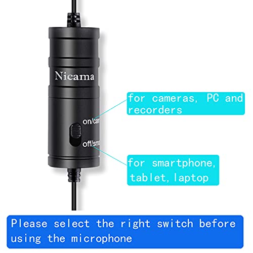 Nicama LVM1 Lavalier Lapel Microphone with Windscreen Muff for DSLR Camera Canon Nikon Camcorder Zoom TASCAM Audio Recorder Smartphone PC - Image 4