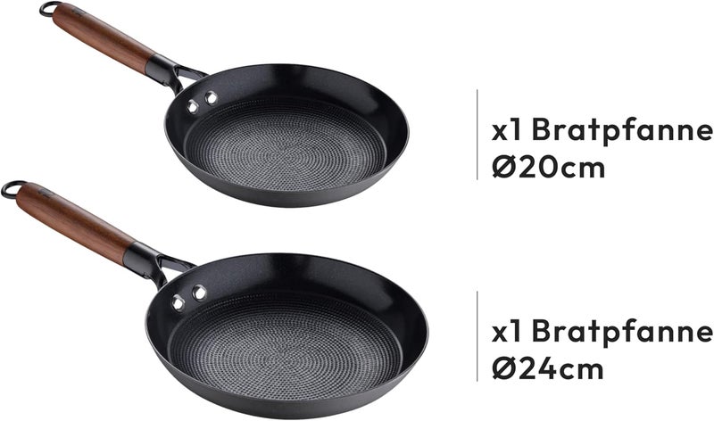 – Saucepan & Wok Set – Saucepan 16 cm and Wok 24 cm – Made of iron – Completely non-stick – Stainless steel handle Suitable for all types of cookers, including induction - Image 2