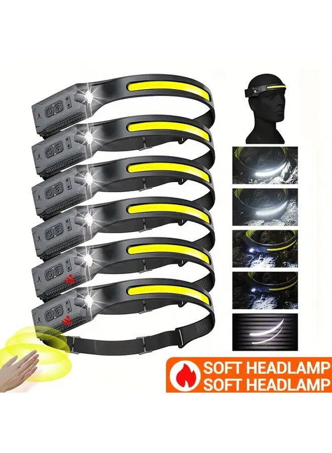 LED Motion Sensing Headlamp USB Rechargeable Adjustable Brightness Red Light For Camping Hiking 1 Piece - Image 2